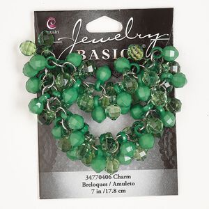Chain, silver-finished steel, multi-green, 20mm with 13x8mm-14x8mm faceted rounds. Sold per 7 inches.
