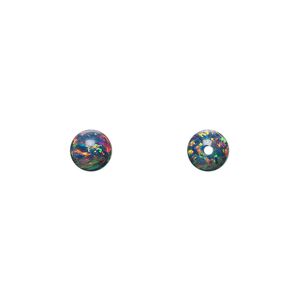 Bead, "opal" (silica and epoxy) (man-made), multicolored, 6mm round. Sold individually.
