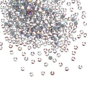 Flat back, Dance With Me&trade; crystal hotfix rhinestone, crystal AB, foil back, 1.9-2.1mm rose, SS6. Sold per pkg of 144 (1 gross).