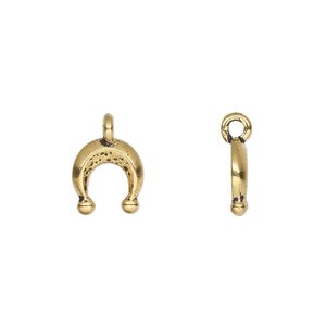 Charm, TierraCast&reg;, "Worlds Away" collection, antique gold-plated pewter (tin-based alloy), 10x9.5mm single-sided mini naja. Sold per pkg of 4.