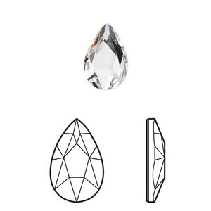 Flat back 6pk crystal foil back, Crystal Passions&reg; 14x9mm pear 2303