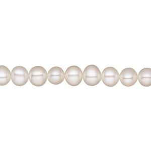 Pearl, White Lotus&trade;, cultured freshwater (bleached), white, 5-5.5mm semi-round, A- grade, Mohs hardness 2-1/2 to 4. Sold per 15-1/2" to 16" strand.