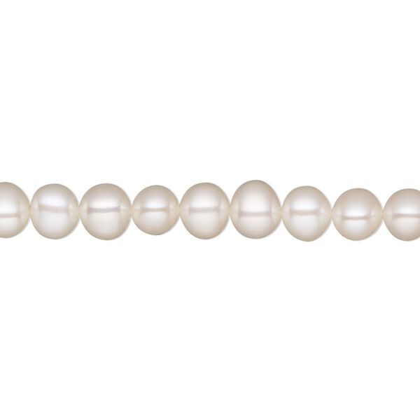 Pearl, White Lotus&trade;, cultured freshwater (bleached), white, 5-5.5mm semi-round, A- grade, Mohs hardness 2-1/2 to 4. Sold per 15-1/2" to 16" strand. image number 0
