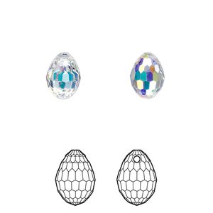 Drop 144pk crystal AB, Swarovski&reg; 10x7mm pendant teardrop 6002