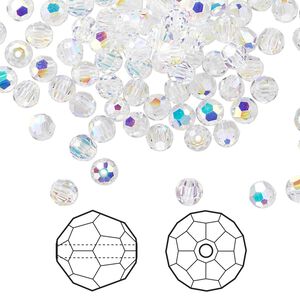 Bead 720pk crystal AB, Crystal Passions&reg; 4mm round 5000