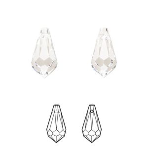 Drop 144pk crystal, Swarovski&reg; 15x7.5mm pendant teardrop 6000