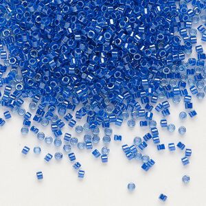 Seed bead, Delica&reg;, glass, pkg/7.5g, #11 round, translucent blue-lined luster aqua (DB-0285).