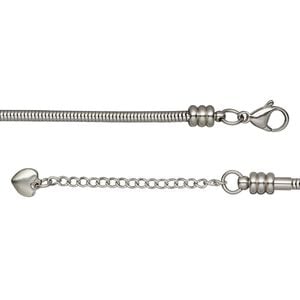 Chain 1pkg1 snake, 3.1mm / lobster claw clasp / fits 4-6mm hole, Dione&reg; stainless steel 18 inch