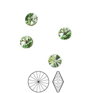 Chaton 12pk peridot foil back, Preciosa MAXIMA Czech crystal rhinestone 6.14-6.32mm rivoli SS29