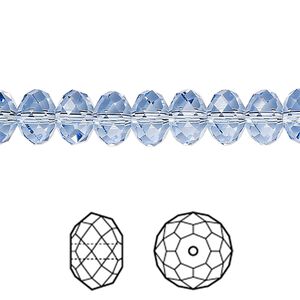 Bead 12pk light sapphire, Crystal Passions&reg; 8x6mm rondelle 5040