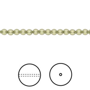 Pearl 100pk light green, Crystal Passions&reg; 3mm round 5810