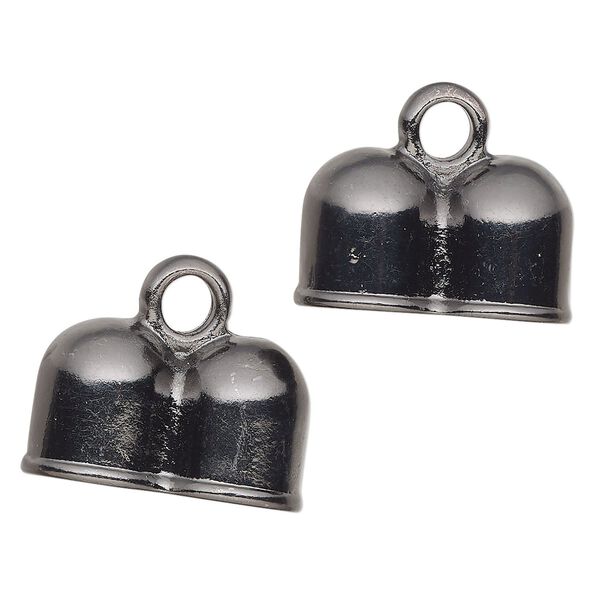 Cord end glue-in 1pkg2 "pewter", 24x14mm double tube / 10mm inside diameter, gunmetal-finished image number 0