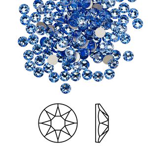 Flat back 144pk sapphire foil back, Crystal Passions&reg; 3-3.2mm rose round SS12 2088