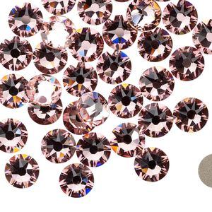 Flat back 144pk light rose foil back, Swarovski&reg; 7.07-7.27mm rose round SS34 2088