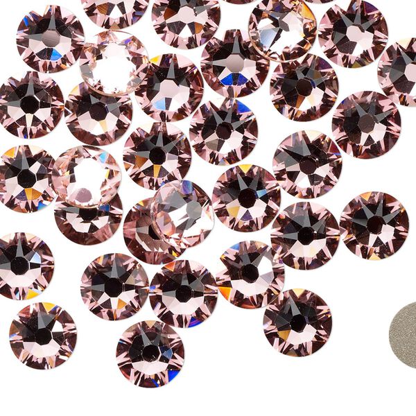 Flat back 144pk light rose foil back, Swarovski&reg; 7.07-7.27mm rose round SS34 2088 image number 0