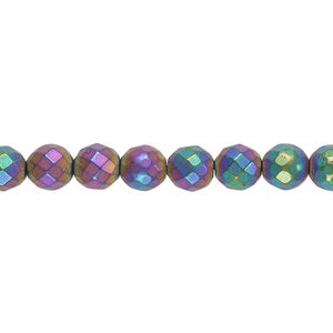 Hemalyke&trade; 1pkg1, matte electroplated faceted round bead 15.5-16 inch 6mm