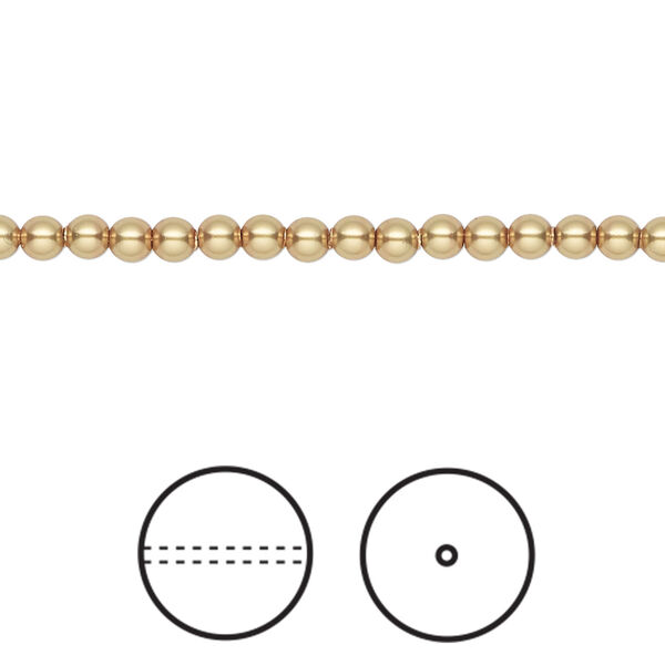 Pearl 1pkg100 royal gold, Crystal Passions&reg; 3mm round 5810 image number 0