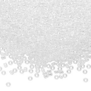 Seed bead, Miyuki, glass, pkg/250g, #11 rocaille, translucent rainbow crystal clear, (RR-250).