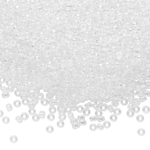 Seed bead, Miyuki, glass, pkg/250g, #11 rocaille, translucent rainbow crystal clear, (RR-250). image number 0