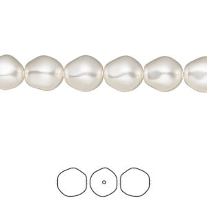 Pearl 250pk white, Swarovski&reg; 8mm baroque round 5841