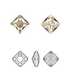 Drop 2pk crystal golden shadow, Crystal Passions&reg; 11.5mm pendant princess cut 6431
