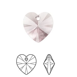 Drop 2pk light amethyst, Crystal Passions&reg; 18mm pendant heart 6228