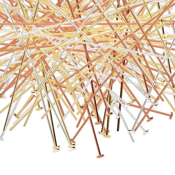 Head pin mix 1pkg144 gold- / silver-plated, 2 inch, 24 gauge brass / copper image number 0