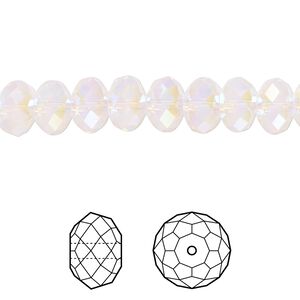 Bead 288pk rose water opal shimmer 2X, Swarovski&reg; 8x6mm rondelle 5040