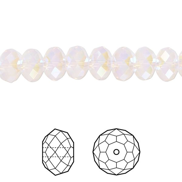Bead 288pk rose water opal shimmer 2X, Swarovski&reg; 8x6mm rondelle 5040 image number 0