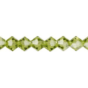 Bead 1pk transparent peridot green, Celestial Crystal&reg; 8mm bicone 15.5-16 inch