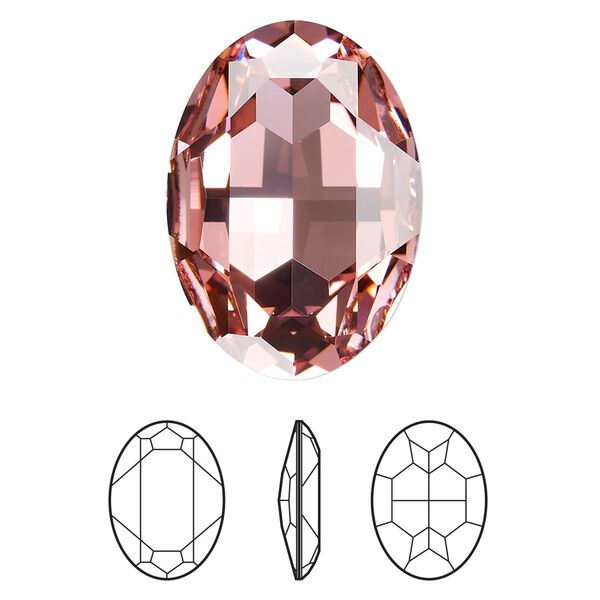 Fancy stone 1pk light rose foil back, Crystal Passions&reg; 30x22mm oval 4127 image number 0