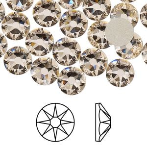 Flat back 12pk silk foil back, Crystal Passions&reg; 8.412-8.672mm rose round SS40 2088