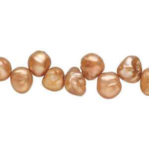 Freshwater pearl 1pkg1, top-drilled mixed shapes, 14 inch cinnamon 7x6mm-10x8mm cultured