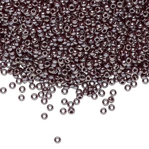 Seed bead, Miyuki, glass, pkg/250g, #11 rocaille, opaque luster gunmetal, (RR-436).