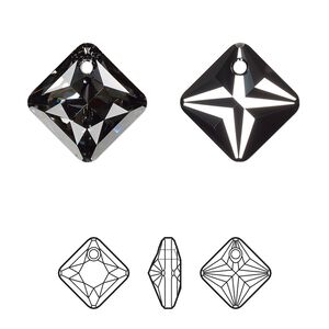 Drop 1pk crystal silver night, Crystal Passions&reg; 16mm pendant princess cut 6431