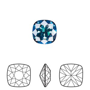 Fancy stone 6pk crystal Bermuda blue foil back, Crystal Passions&reg; 12mm cushion 4470