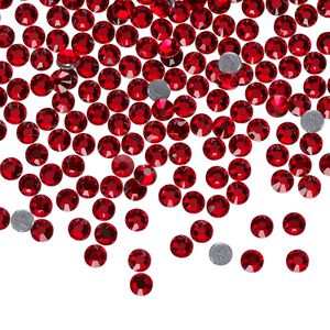 Flat back, Dance With Me&trade; crystal hotfix rhinestone, light Siam, foil back, 3-3.2mm rose, SS12. Sold per pkg of 144 (1 gross).