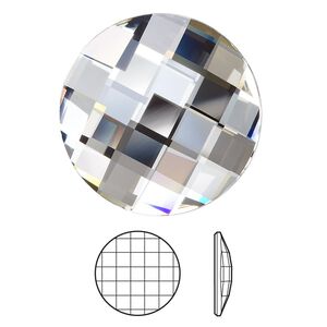 Flat back 1pk crystal foil back, Crystal Passions&reg; 30mm chessboard round 2035