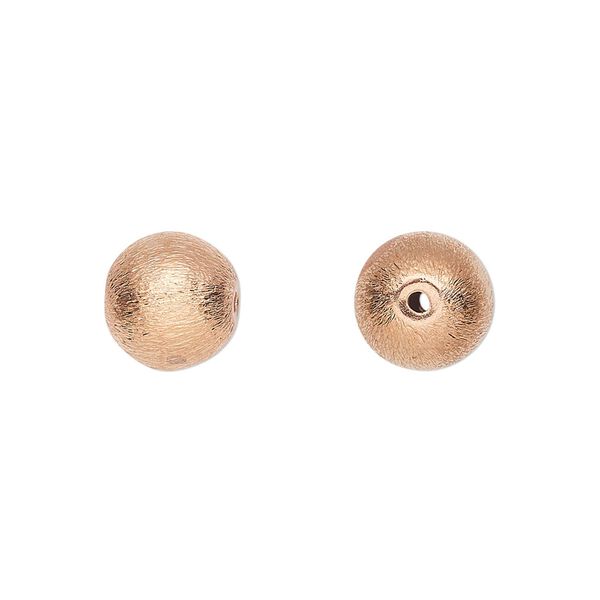 Bead 1pkg8 copper-plated, 10mm round / brushed, copper image number 0