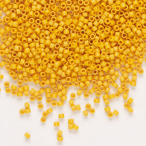 Seed bead, Delica&reg;, glass, pkg/250g, #11 round, opaque matte glazed banana (DB-2285).