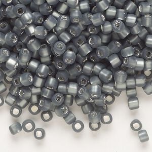 Seed bead, Dyna-Mites&trade;, glass, silver-lined translucent matte gunmetal, #6 round with square hole. Sold per 1/2 kilogram pkg.