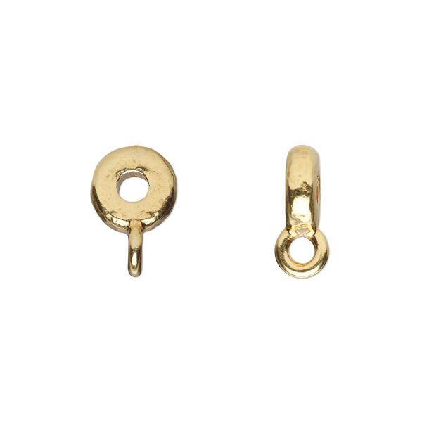 Bead, TierraCast&reg;, "Soulful Spirit" collection, gold-plated pewter (tin-based alloy), 8x3mm hammered rondelle with closed loop. Sold per pkg of 4. image number 0