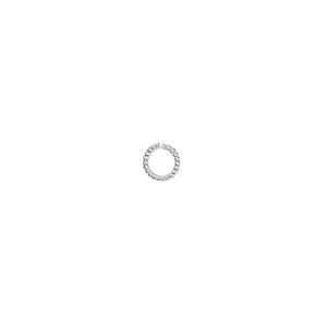 Jump ring 1pkg100 sterling silver, 5mm twisted round, 21 gauge / 3.4mm inside diameter