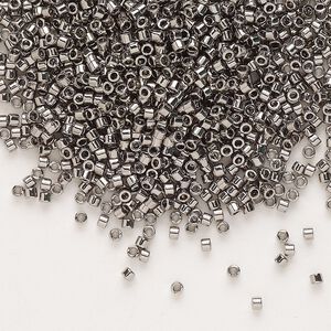 Seed bead, Delica&reg;, glass, pkg/50g, #11 round, opaque nickel-plated (DB-0021).