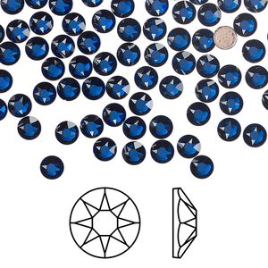 Flat back 144pk dark sapphire foil back, Crystal Passions&reg; hotfix rhinestone Regenerated 3.8-4mm round SS16 2078