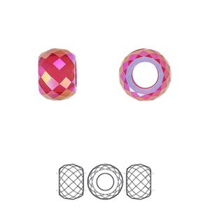 Bead 12pk scarlet shimmer 2X, Swarovski&reg; 11x7.75mm briolette XXL hole 5043