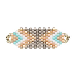 Focal, Creative Touch, glass, peach / white / turquoise blue, 30x12mm double-sided oval. Sold individually.