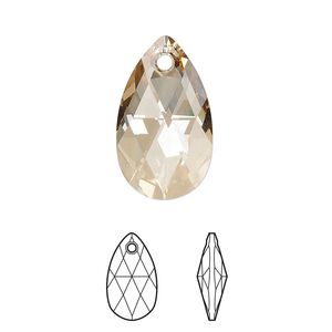 Drop 96pk crystal golden shadow, Swarovski&reg; 22x13mm pendant pear 6106