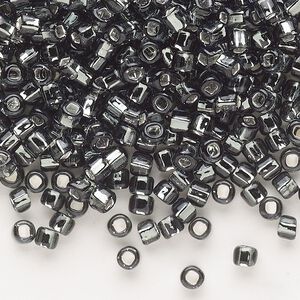 Seed bead, Dyna-Mites&trade;, glass, silver-lined translucent gunmetal, #6 round with square hole. Sold per 40-gram pkg.
