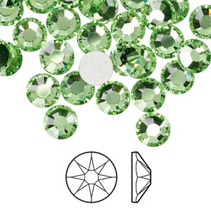 Flat back 144pk peridot foil back, Swarovski&reg; 7.07-7.27mm rose round SS34 2088